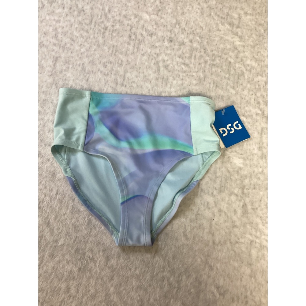 DSG Girls High Waisted Bikini Bottom Deep Sea Daydream Blue Purple Mint Size M